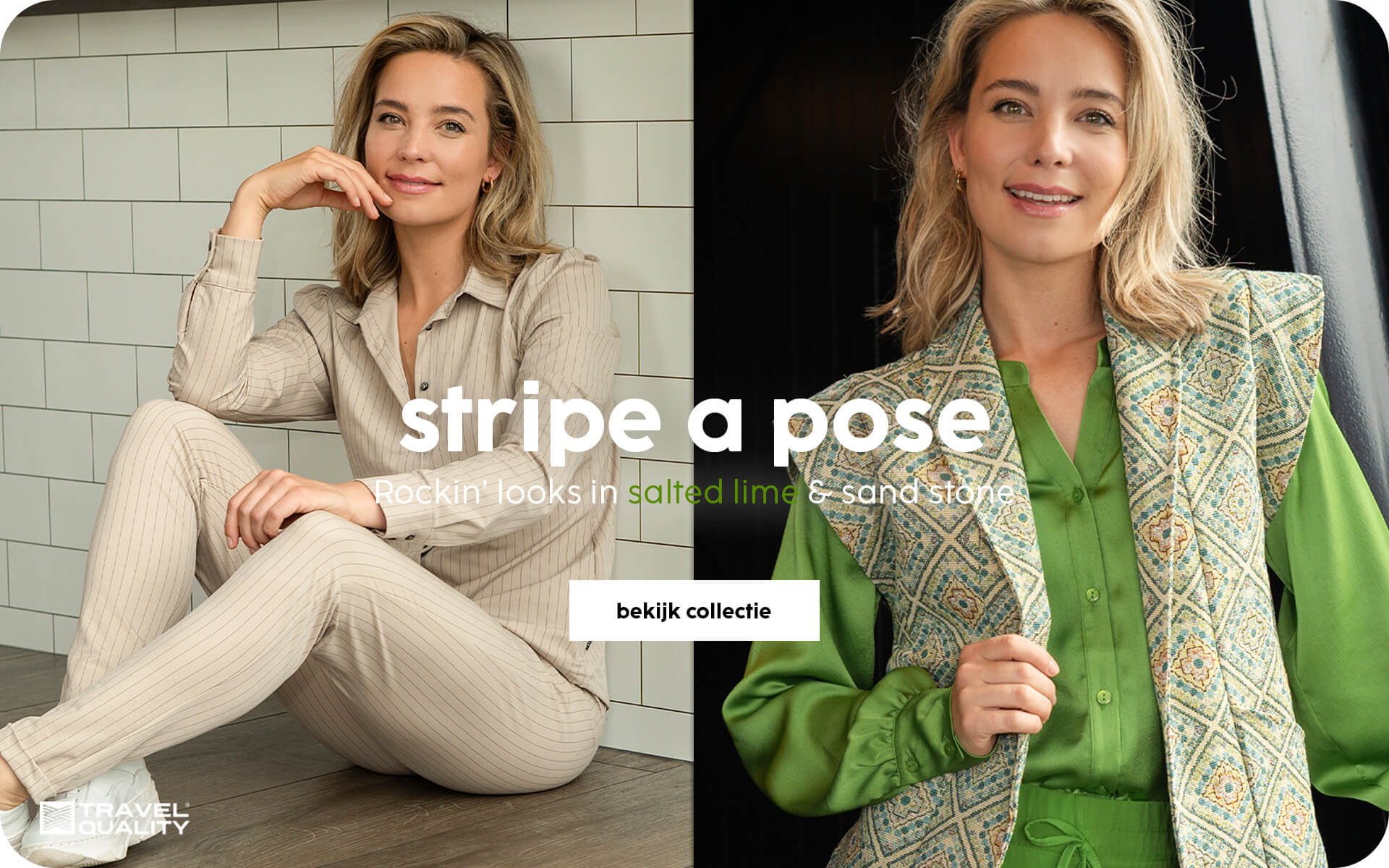 stripe a pose | rickin' looks in 'salted lime' & 'sand stone'